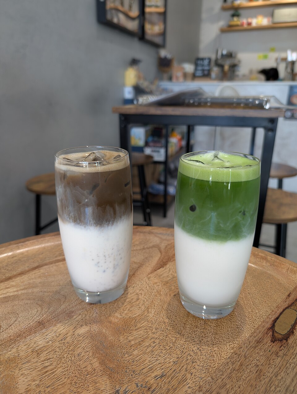 Layered iced matcha latte